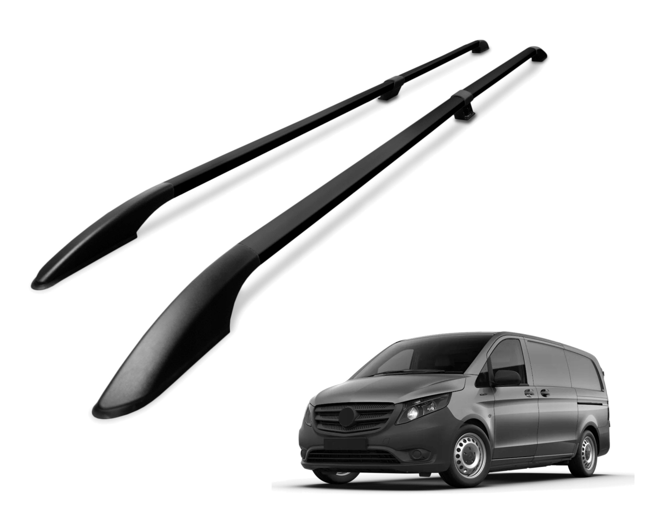 Roof Rails for Mercedes Vito W447 2014+ Extra-Long L3 Black | Chromemaster