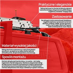 Relingi dachowe do Volkswagen T6 Transporter 2015-2019 Short L1 srebrne/połysk - model dzielony