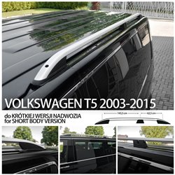 Relingi dachowe do Volkswagen T5 2003-2015 Krótki Srebrne