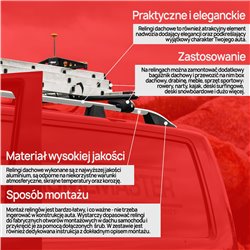 Relingi dachowe do Volkswagen T6 2015- Długi Srebrne