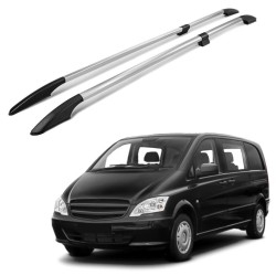 Roof rails for Mercedes Vito Mixto W639 2003-2014 Extra-Long L3 silver/gloss - split model