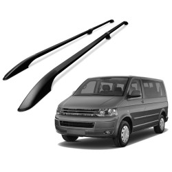 OMTEC Short Split Roof Rails & Bars For VW T5 Multivan (2003-2015) Short Wheelbase - Black, Aluminum/Plastic, 75kg Load Capacity