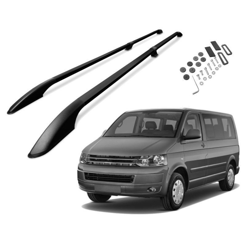 Roof rails for Volkswagen VW T5 Transporter 2003-2015 Short L1 Short Black - split model