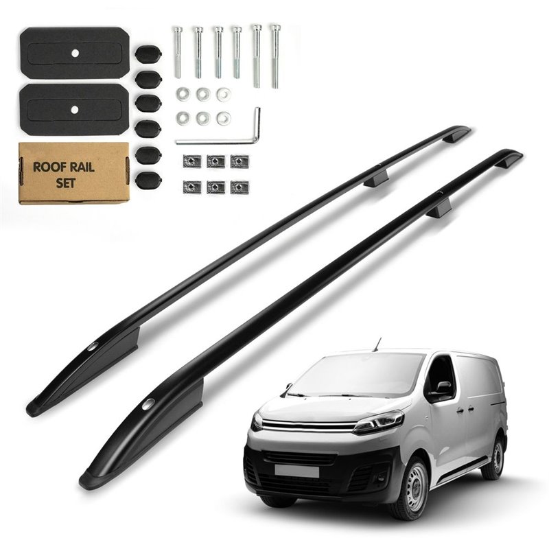 Roof Rails for Citroen Jumpy II VF7 LONG L2 2007-2016 Black