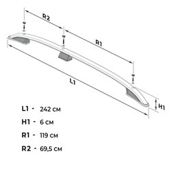 Roof Rails for Peugeot Expert III K0 LONG L3 2016- Black