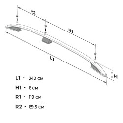 Roof Rails for Citroen Jumpy III K0 LONG L3 XL 2016- Silver