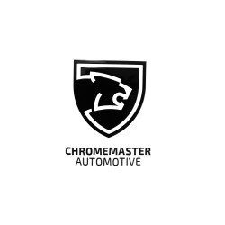 Trwała naklejka Chromemaster Automotive 2025 – czarna, 50x60 mm