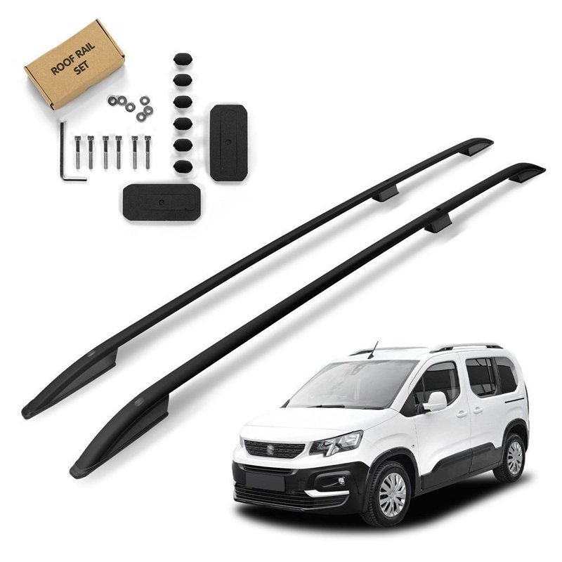 Roof rails for Peugeot Rifter LONG 2018- | Aluminum | Plastic