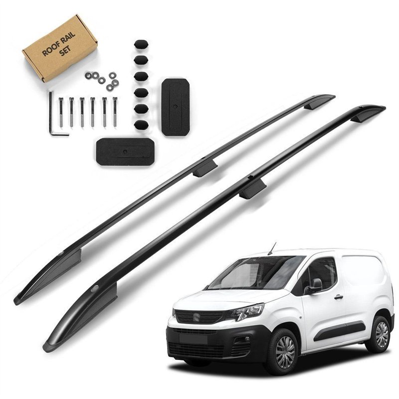 Roof rails for Peugeot Partner SHORT 2018- | Aluminum | Plastic