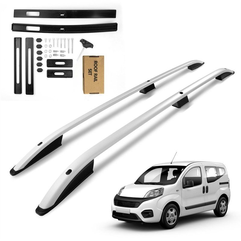 Roof rails for Fiat Qubo 2008-2019 | Silver | Aluminum | Plastic