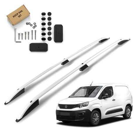 Roof rails for Peugeot Partner SHORT 2018- | Aluminum | Plastic
