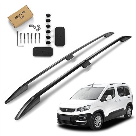 Roof rails for Peugeot Rifter SHORT 2018- | Aluminum | Plastic