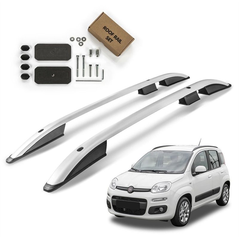 Roof rails for Fiat Panda 2012- | Silver | Aluminum | Plastic
