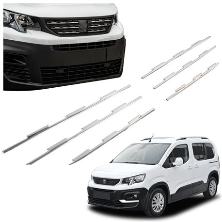 Front grille trims for Peugeot Rifter 2018- | Stainless steel