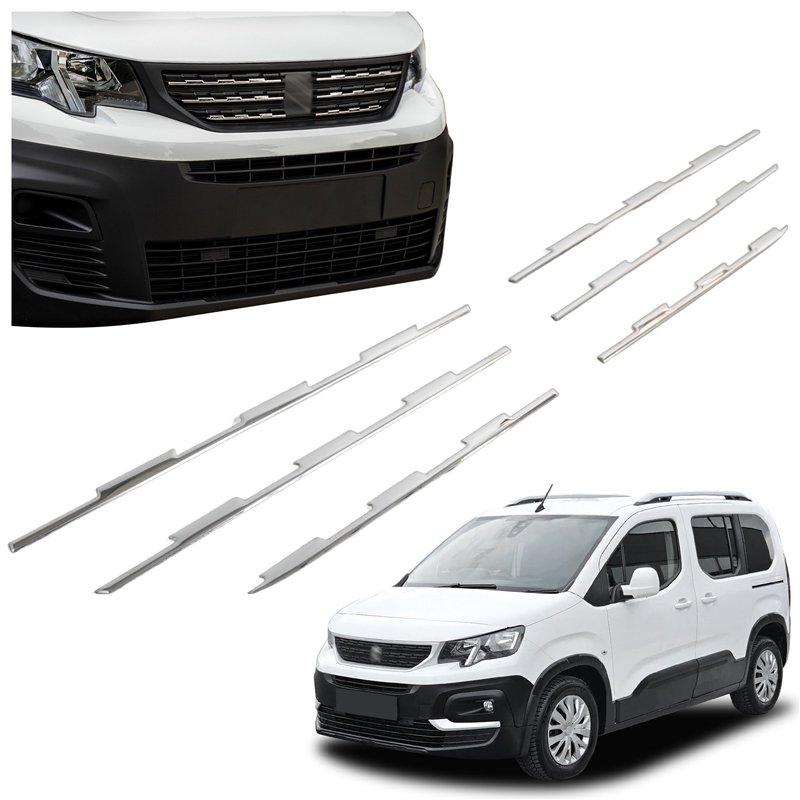Front grille trims for Peugeot Rifter 2018- | Stainless steel