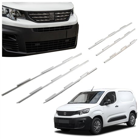 Front grille trims for Peugeot Partner 2018- | Stainless steel