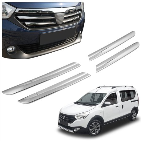 Front grille trims for Dacia Dokker 2012-2020 | Stainless steel