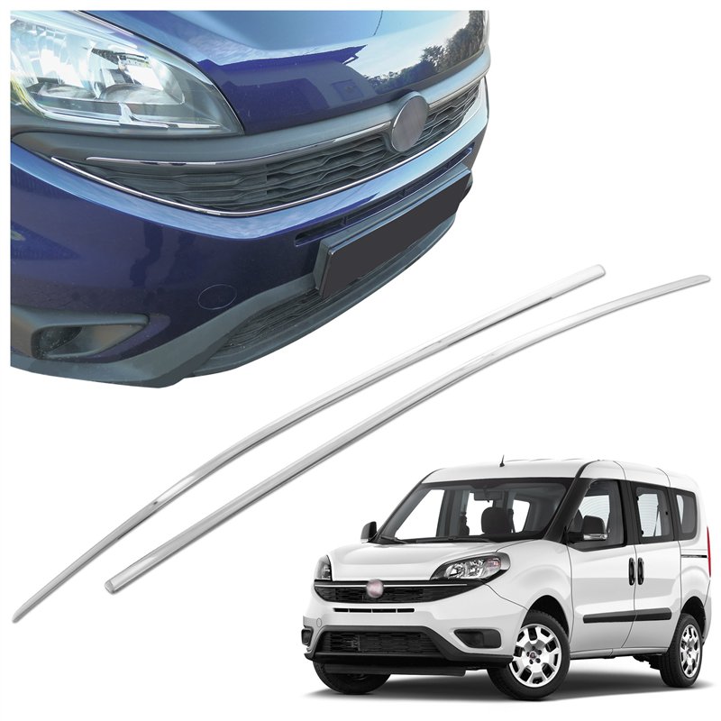 Front grille trims for Fiat Doblo FL 2015-2022 | Stainless steel