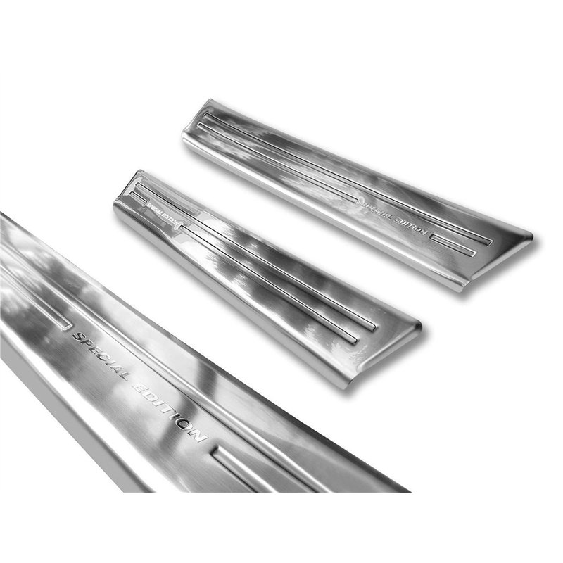 Front sill trims for Peugeot Partner 2018- Silver Stainless steel