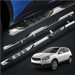 Side bars with steps for Nissan Qashqai+2 2008-2014 Chrome Steel