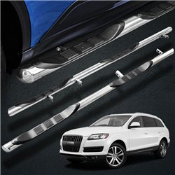 Side bars with steps for Audi Q7 2005-2015 | Chrome Steel