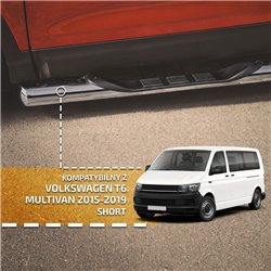 Side bars with steps for Volkswagen VW Multivan 2015-2019 Steel