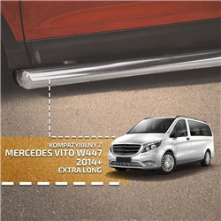 Side bars for Mercedes Vito  2014- BB004 Chrome Steel Polished