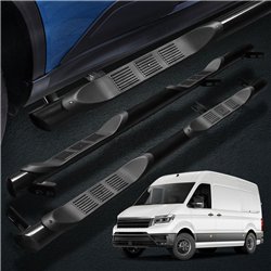 Side bars with steps for MAN TGE (L2 Standard) 2017- Black Steel