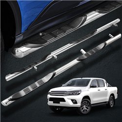 Side bars with steps for Toyota Hilux 4D 2016- Chrome Steel