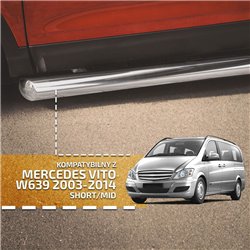 Side bars for Mercedes Vito 2003-2014 BB004 Chrome Steel Polished