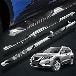 Side bars with steps for Nissan X-Trail 2014-2022 | Chrome Steel