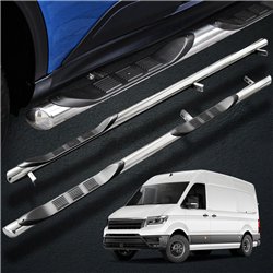 Side bars with steps for MAN TGE (L2 Standard) 2017- Chrome Steel