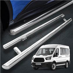 Side bars for Ford Transit Custom (L2 LWB) 2012-2023 Chrome Steel