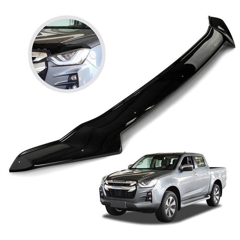 Bonnet guard for Isuzu D-max III 2020- Black ABS plastic Shiny