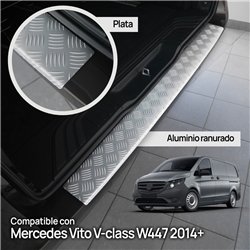 Rear bumper trim for Mercedes Vito (W447) 2014- | Silver Aluminum Ribbed