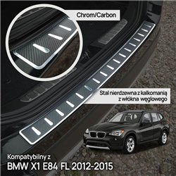 Rear bumper trim for BMW X1 (E84) FL 2012-2015 | Black Stainless steel
