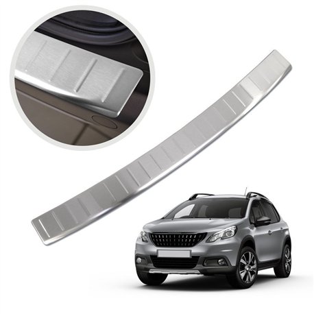 Rear bumper trim for Peugeot 2008 I (A94 | C) FL 2016-2019 Silver Stainless