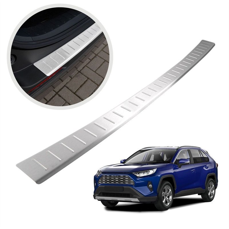Rear bumper trim for Toyota RAV4 (XA50) 2019- | Silver Stainless steel