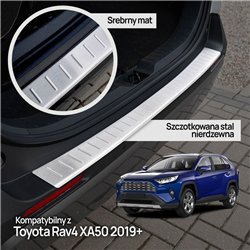 Rear bumper trim for Toyota RAV4 (XA50) 2019- | Silver Stainless steel