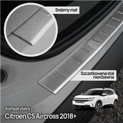 Rear bumper trim for Citroen C5 Aircross I 2017- | Silver Stainless steel
