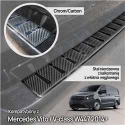Rear bumper trim for Mercedes V-Class (W447) 2014- | Black Stainless steel