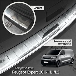 Rear bumper trim for Peugeot Expert III (V) 2016- | Chrome Stainless steel