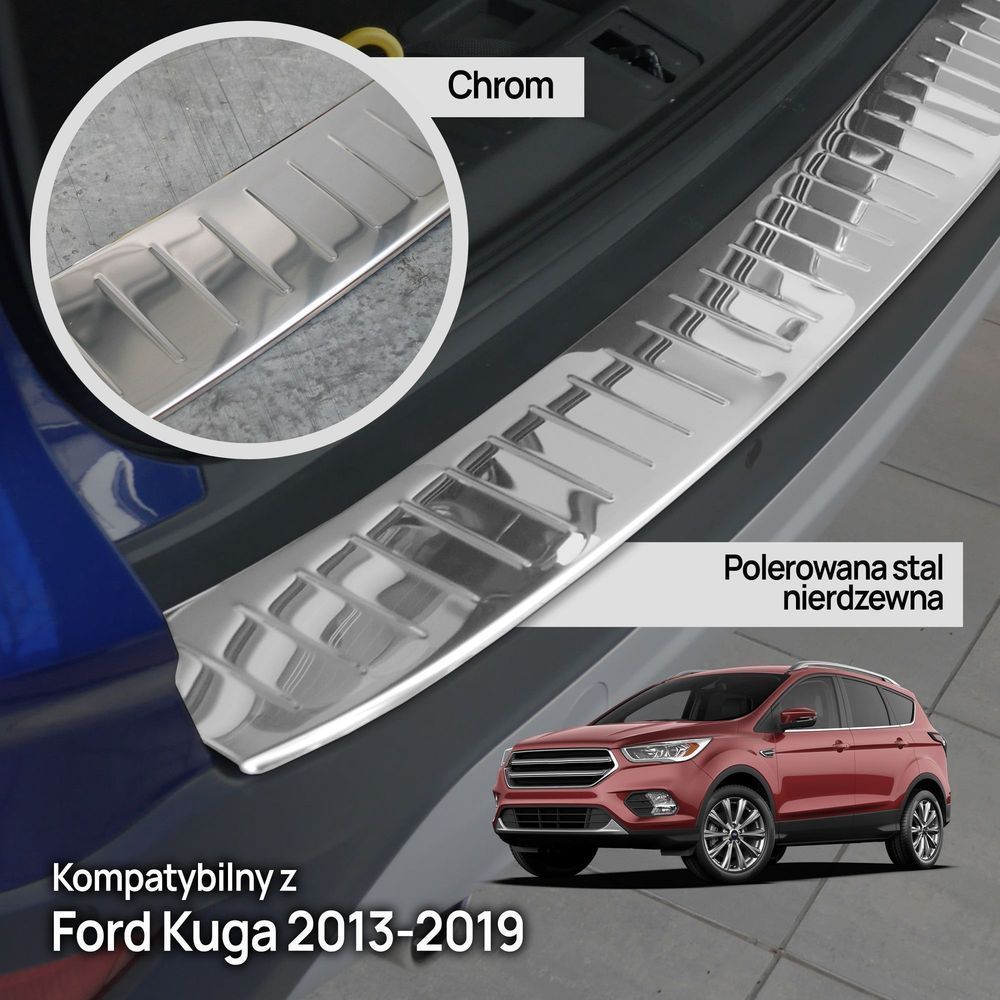 thumbnail image 2 of For Ford Kuga (2013+) – Rear Bumper Protector Scratch Guard, Black Chrome Finish 2 of 3