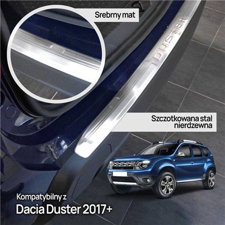 Bumperbescherming roestvrij staal mat compatibel met Dacia DUSTER I | 2010-2017 | met schuine rand | premium kwaliteit van RECAMBO