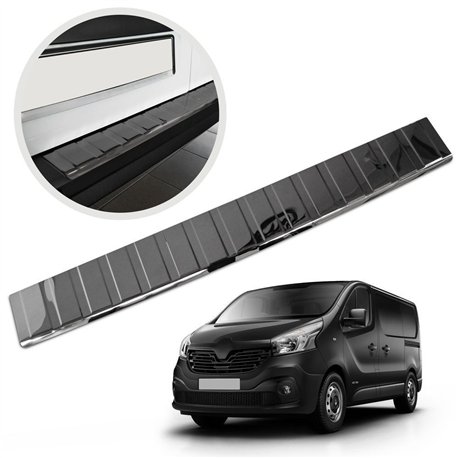 Rear bumper trim for Renault Trafic III (FG/JG) 2014- | Black chrome Stainl