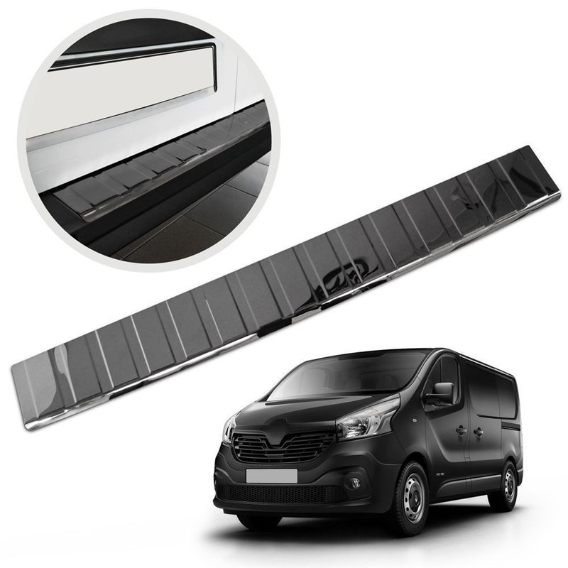Rear bumper trim for Renault Trafic III (FG/JG) 2014- | Black chrome Stainl
