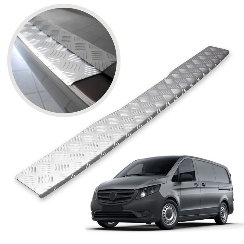 Rear bumper trim for Mercedes V-Class (W447) 2014- | Silver Aluminum Ribbed