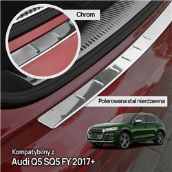 Rear bumper trim for Audi Q5 II (FY | 80A) 2017-2024 Chrome Stainless steel