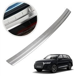 Rear bumper trim for Audi Q7 II (4M) 2015- | Silver Stainless steel Brushed