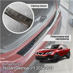 Rear bumper trim for Nissan Qashqai II (J11) PRE-FL 2014-2017 | Black chrom